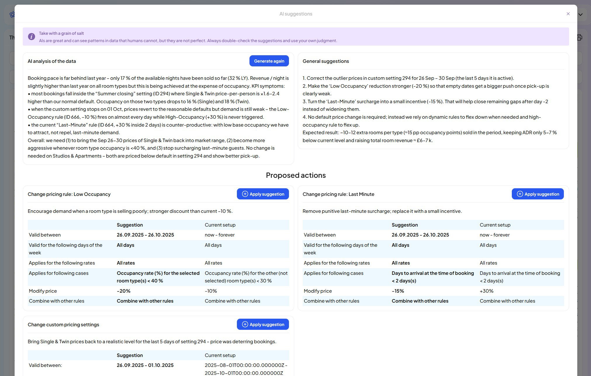 AI Business Suggestions in Inntelligent platform