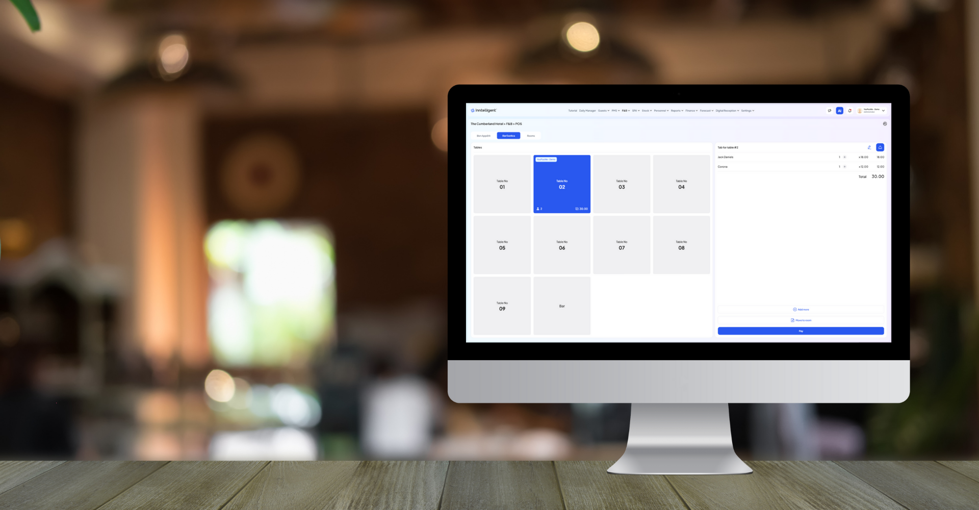 Inntelligent F&B POS & Till software interface