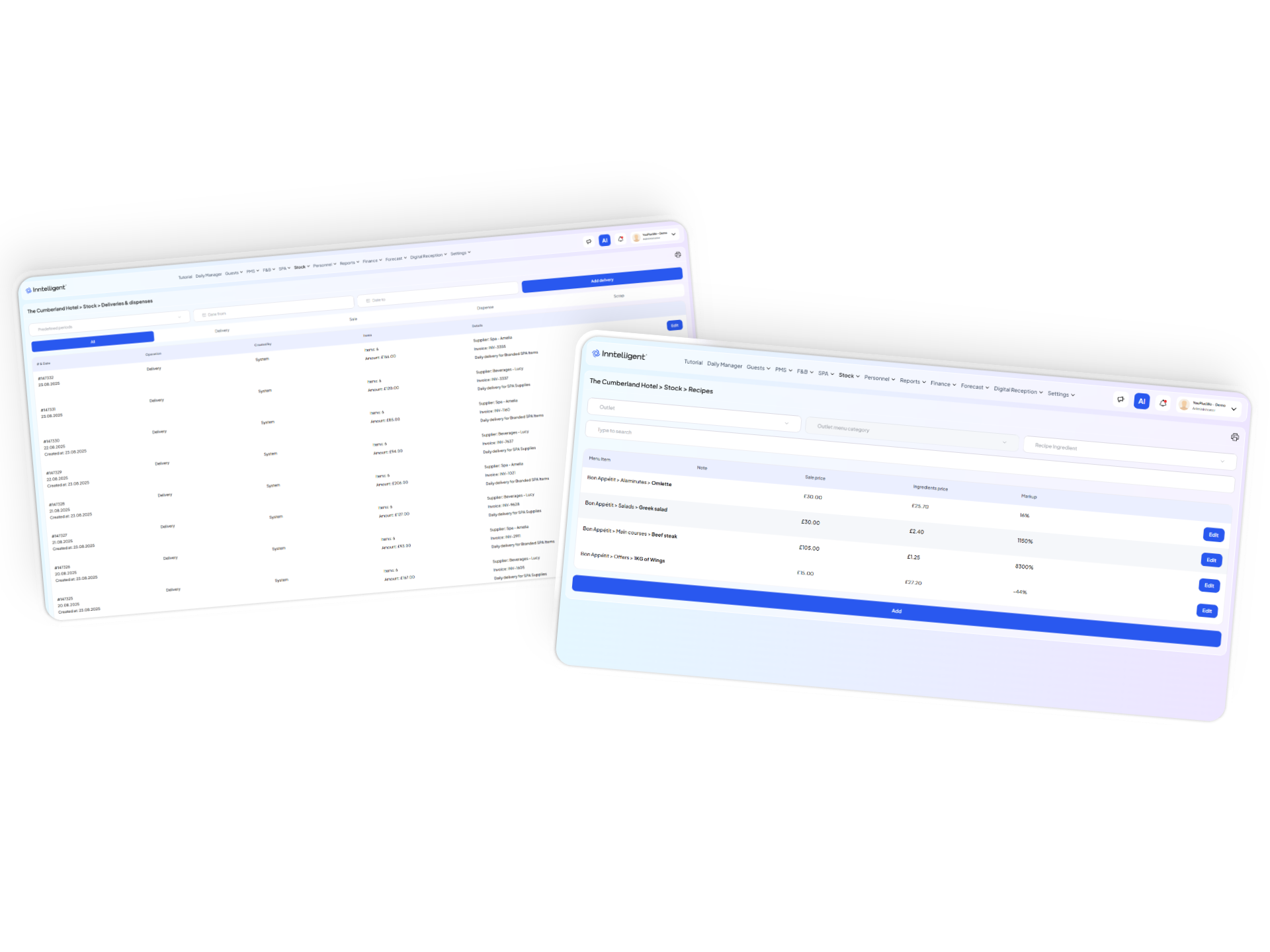 Warehouse & Stock Control in Inntelligent platform